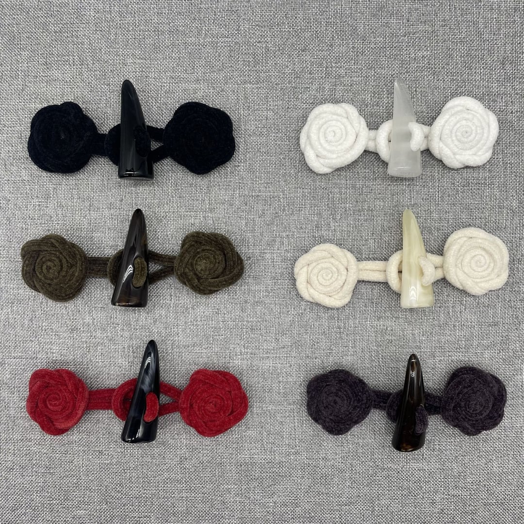 Corduroy Cotton Chinese Knot Floral Horn Toggle Buttons for Garment Decoration