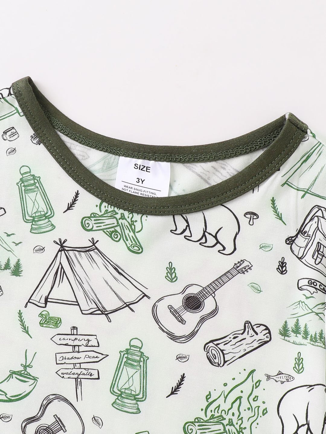 Custom Bamboo Kids 2Pcs Brown Bear Guitar Print Summer Short Set