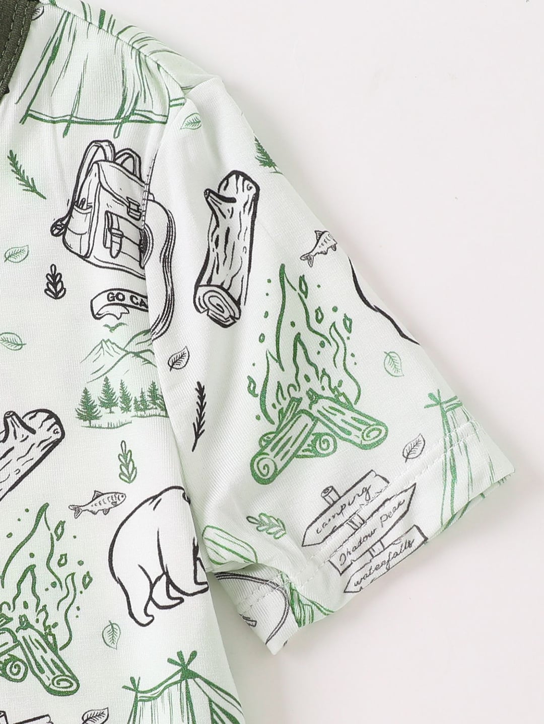 Custom Bamboo Kids 2Pcs Brown Bear Guitar Print Summer Short Set