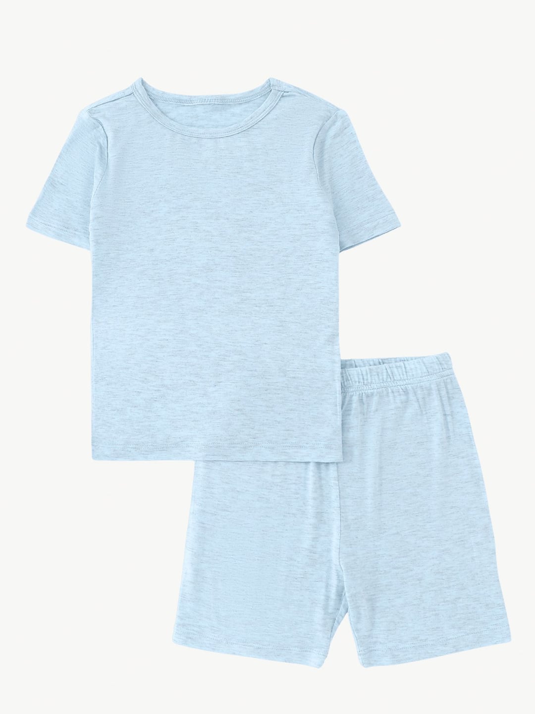 Custom Bamboo Kids 2Pcs Solid Color Summer Cool Feel Short Sleeve Shorts Set