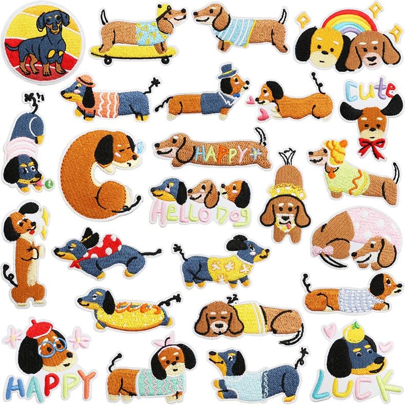 Dachshund Dog Embroidery Iron On Patches DIY Decor for Bags Clothes