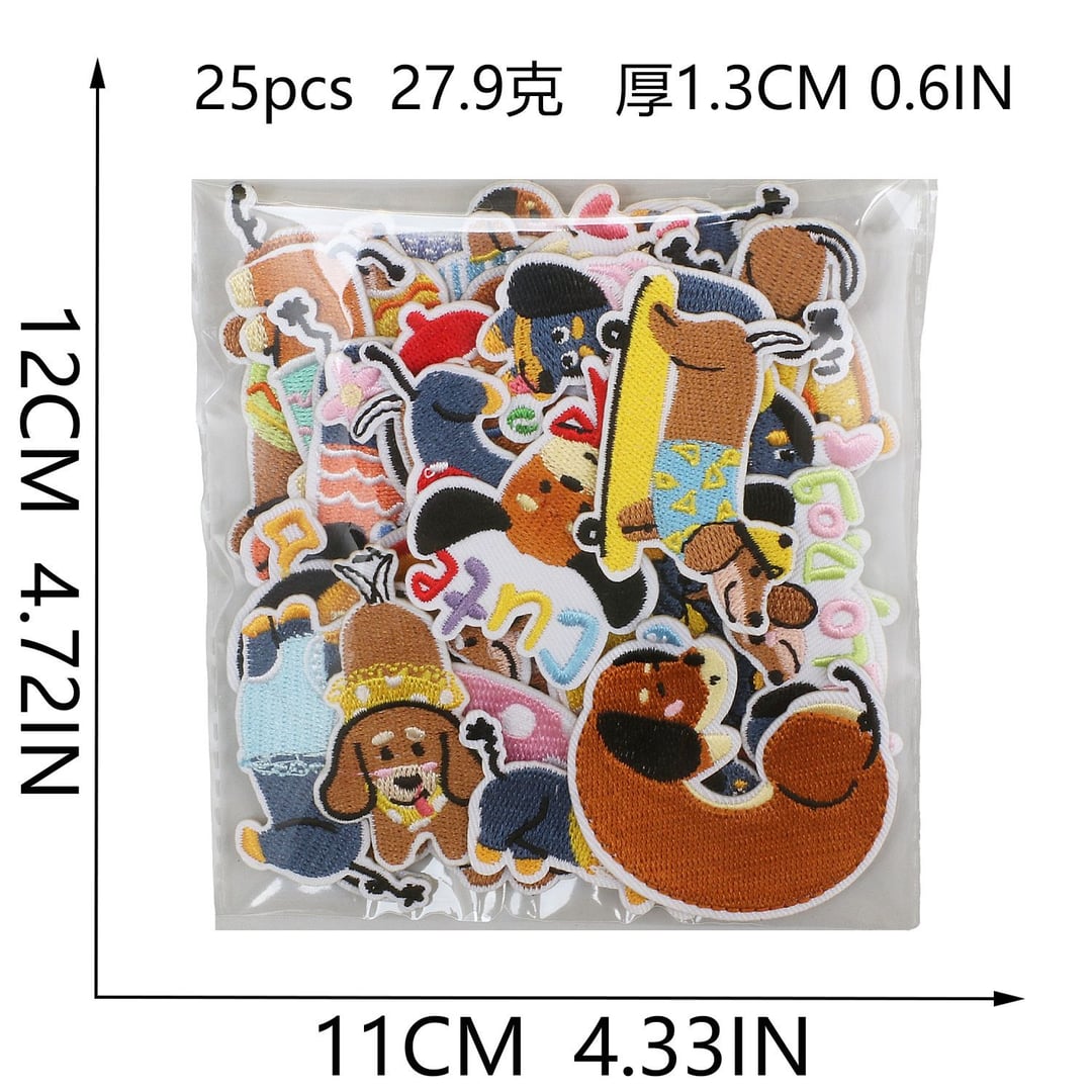Dachshund Dog Embroidery Iron On Patches DIY Decor for Bags Clothes