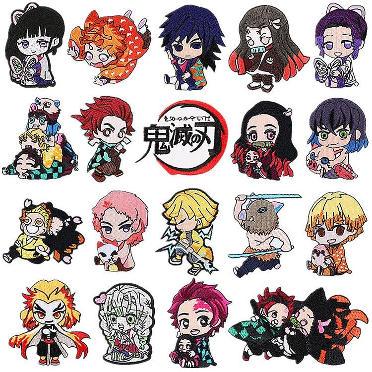 Demon Slayer Anime Embroidery Iron On Patches DIY Decor Badges Wholesale