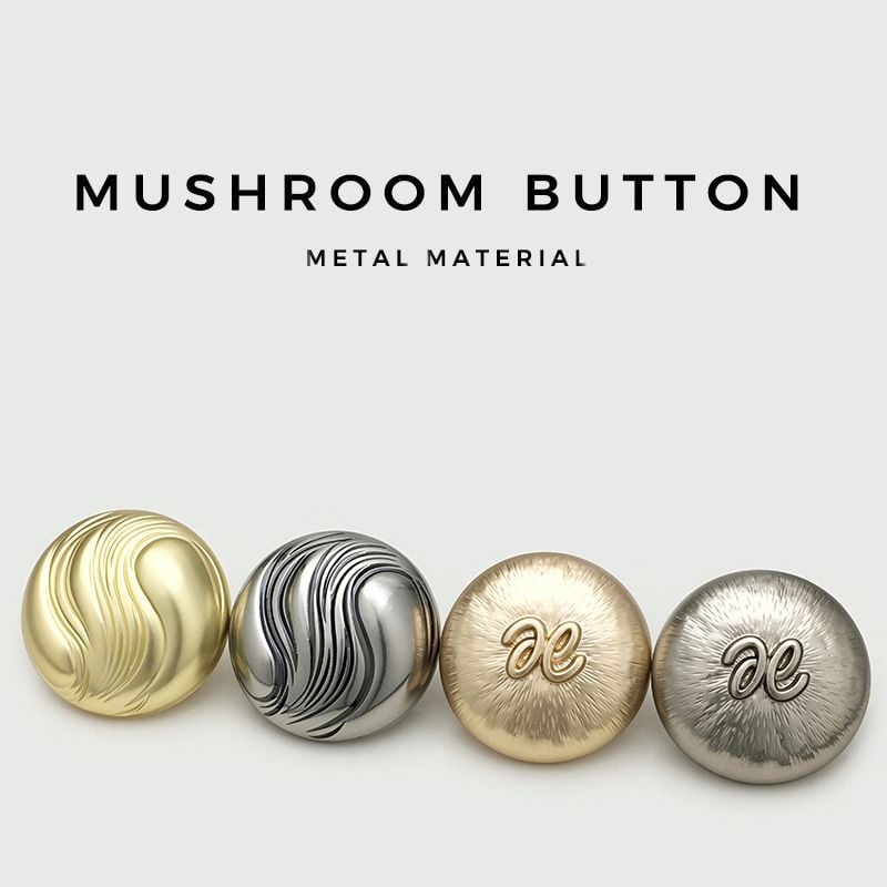 Fashion Wave Pattern Letter Mushroom Metal Buttons