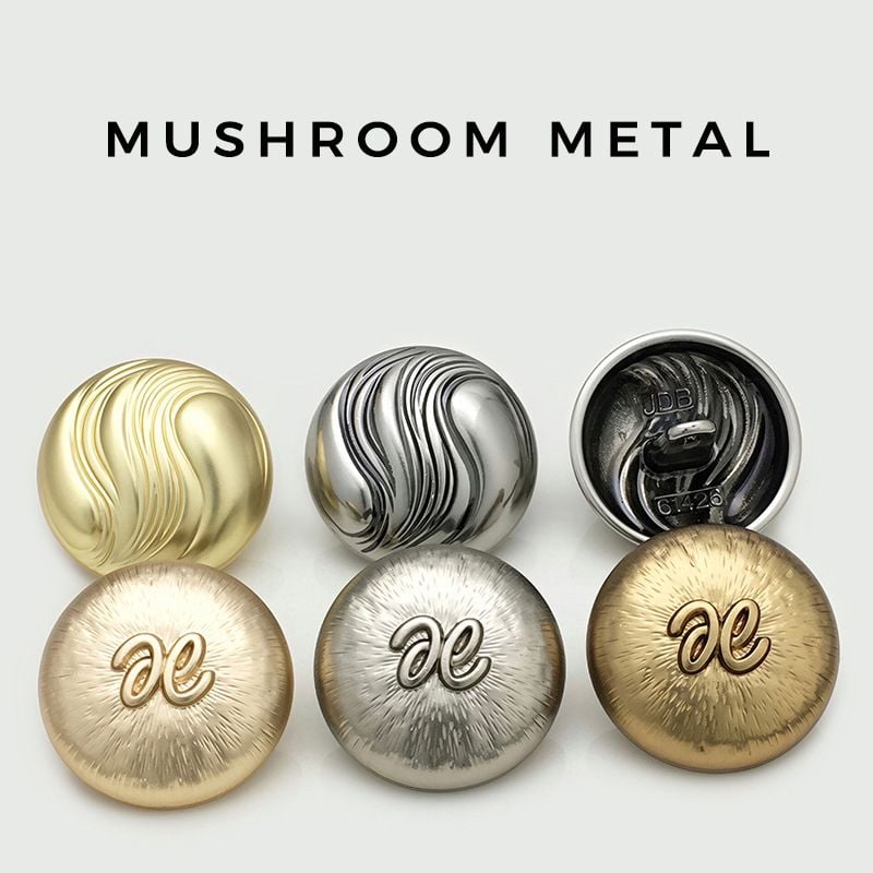 Fashion Wave Pattern Letter Mushroom Metal Buttons
