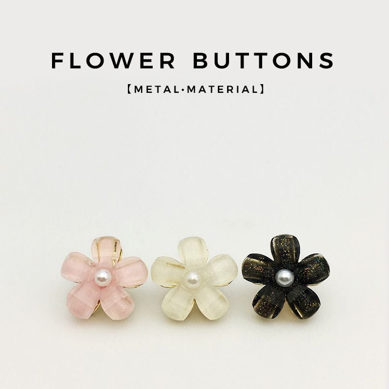 Fresh style flower & pearl metal buttons