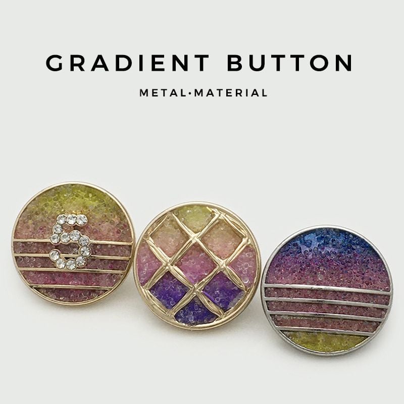 Gradient Rhinestone 5-Character Grid Metal Buttons
