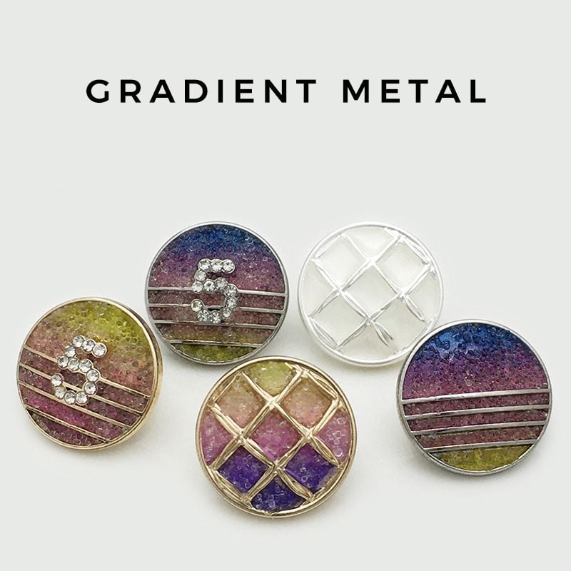 Gradient Rhinestone 5-Character Grid Metal Buttons