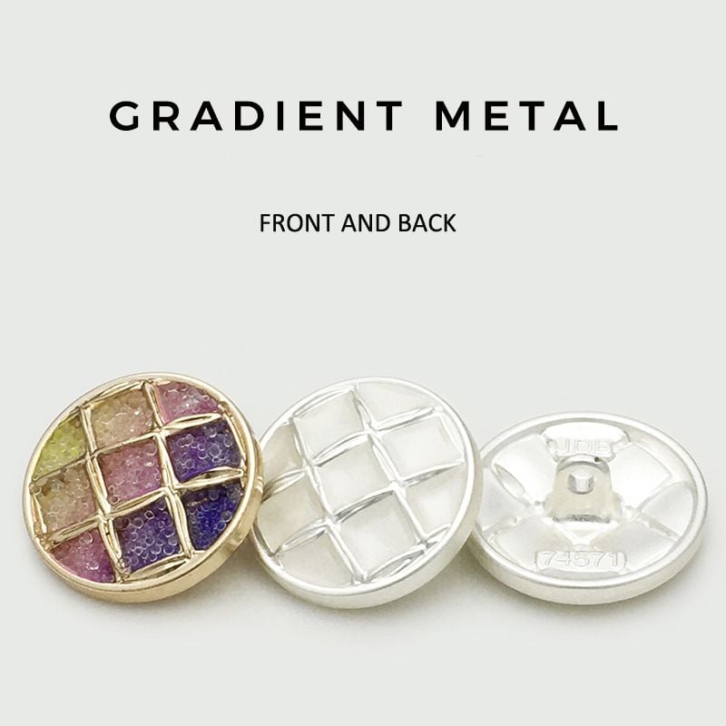 Gradient Rhinestone 5-Character Grid Metal Buttons