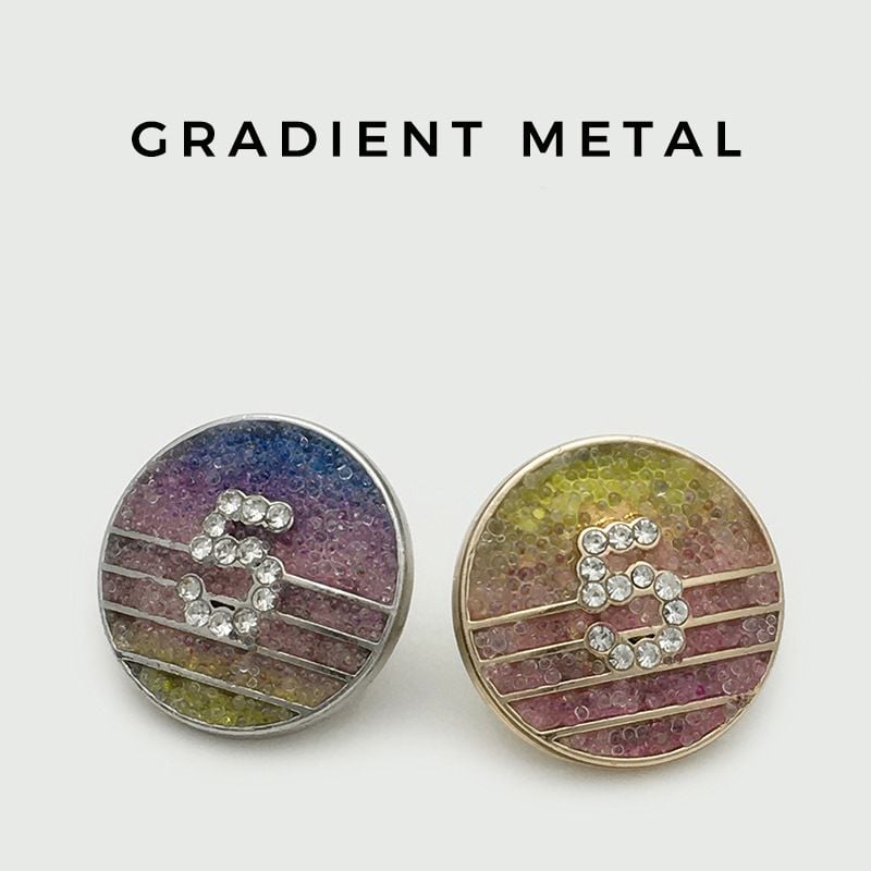 Gradient Rhinestone 5-Character Grid Metal Buttons