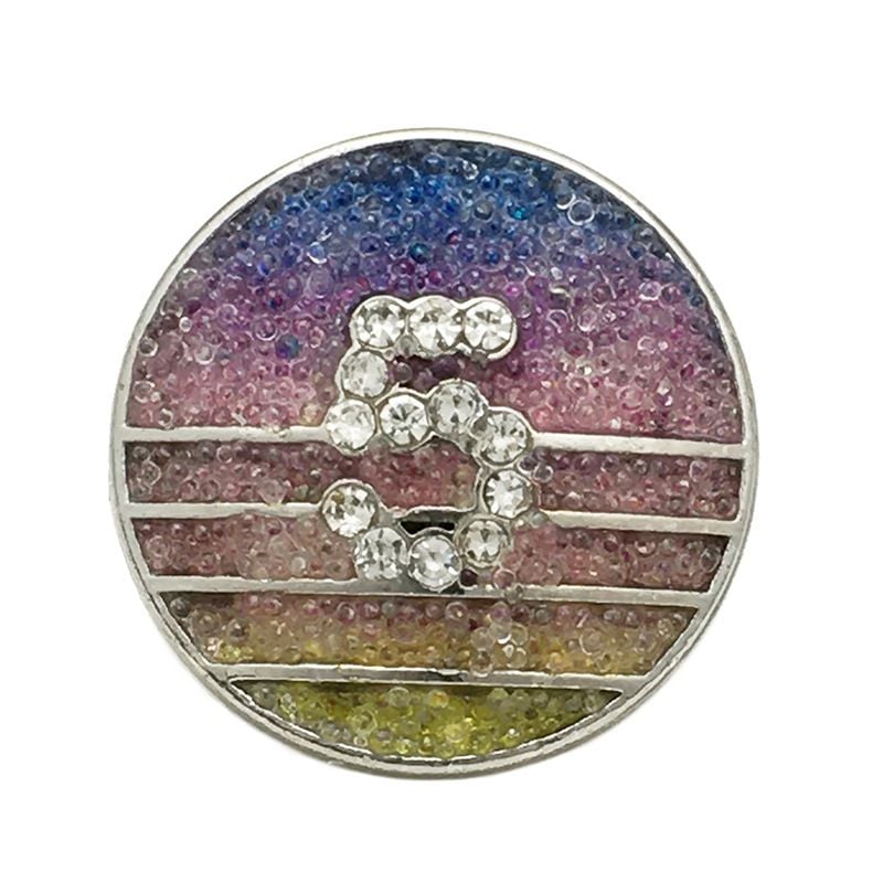 Gradient Rhinestone 5-Character Grid Metal Buttons