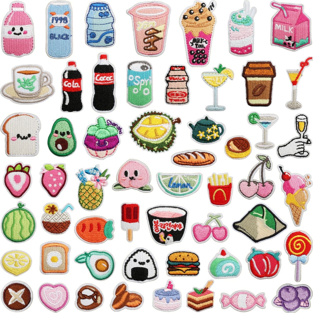 Hamburger Cake Drink Food Embroidery Iron On Patches DIY Clothes Decor