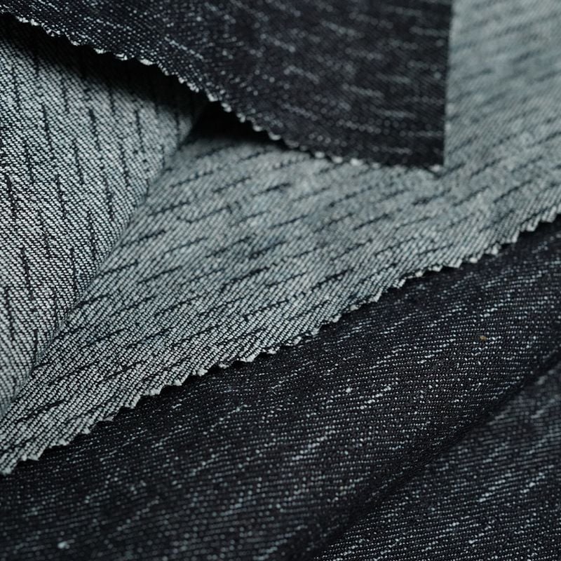 Hemp Organic Cotton Stretch Jacquard Denim Fabric for cargo jeans jackets
