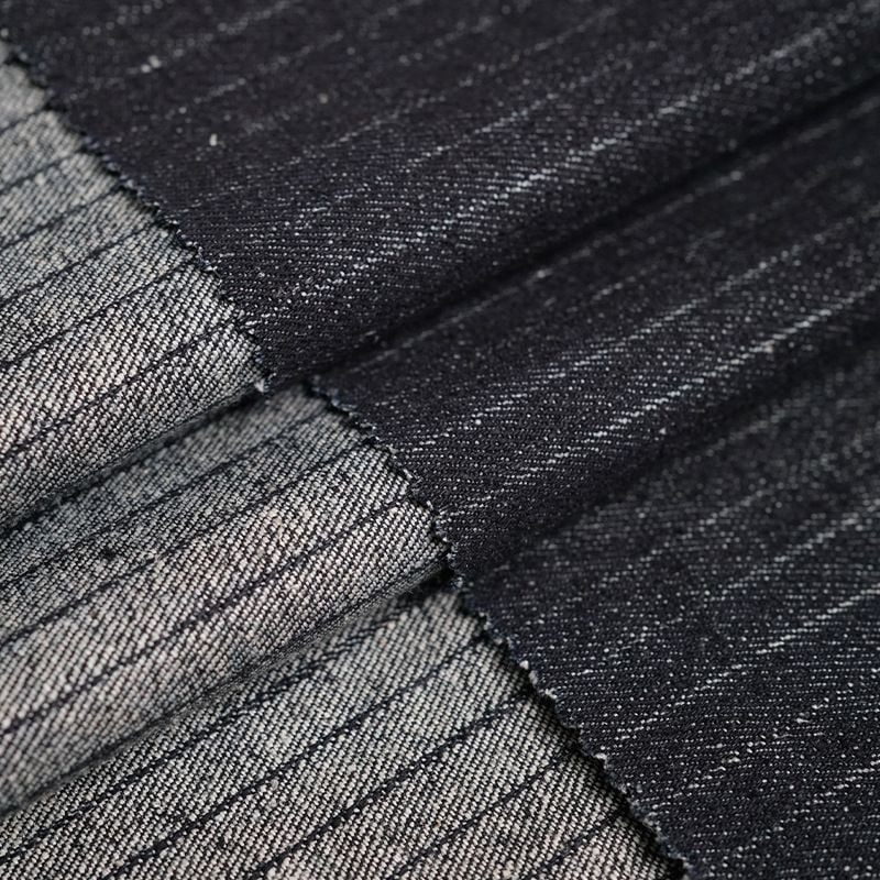 Hemp Organic Cotton Stretch Striped Denim Fabric for jeans skirts all seasons