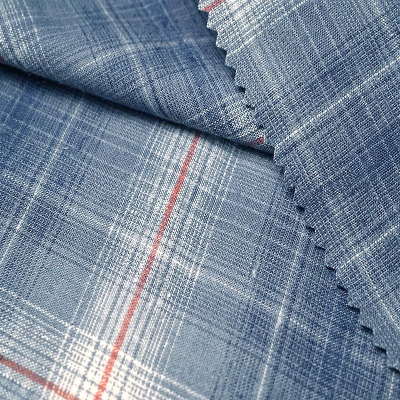 Hemp Recycled Fiber Woven Stripe and Plaid Fabric for women shirts