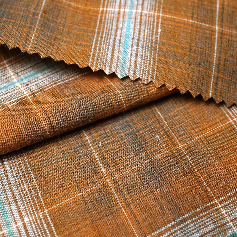 Hemp Recycled Fiber Woven Stripe and Plaid Fabric for women shirts
