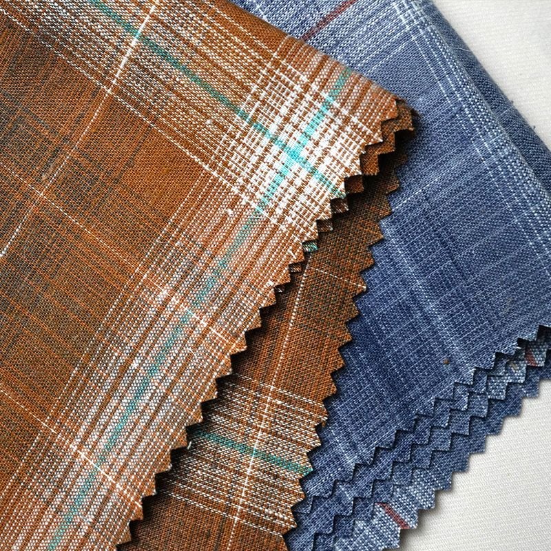 Hemp Recycled Fiber Woven Stripe and Plaid Fabric for women shirts