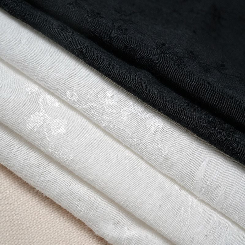 Hemp Silk Woven Jacquard Fabric for chinese style shirts