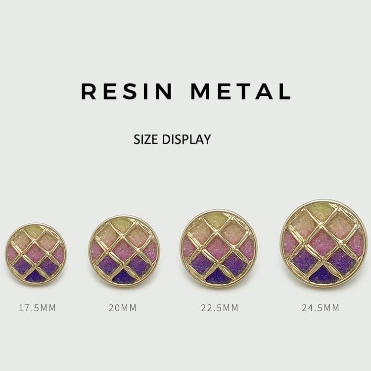 High-end Grid Purple Gradient Round Metal Buttons