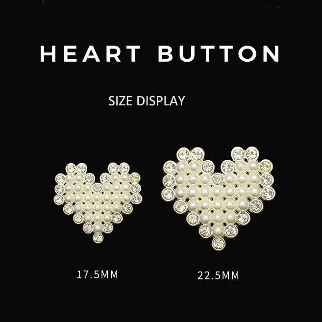 High-grade Heart Rhinestone Hollow Pearl Metal Buttons