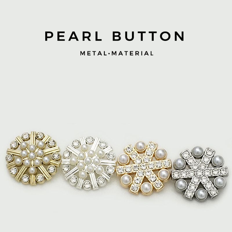 High-grade Hollow Snowflake Pearl Rhinestone Metal Buttons