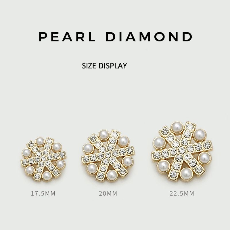 High-grade Hollow Snowflake Pearl Rhinestone Metal Buttons