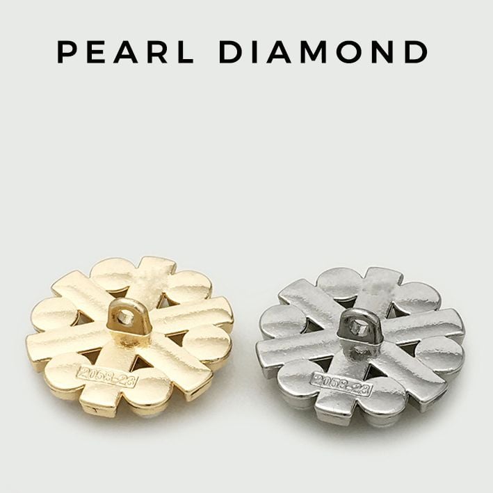 High-grade Hollow Snowflake Pearl Rhinestone Metal Buttons
