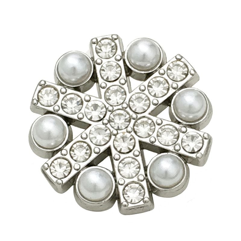 High-grade Hollow Snowflake Pearl Rhinestone Metal Buttons