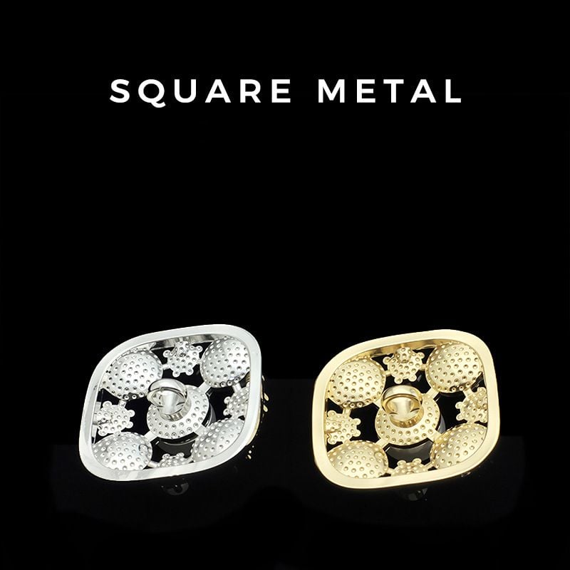 High-grade Rhinestone Pearl Square Hollow Metal Buttons