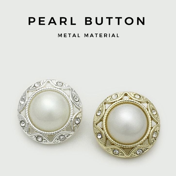 Hollow Out Pearl Rhinestone Round Metal Buttons