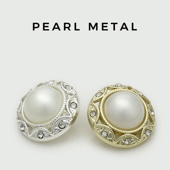 Hollow Out Pearl Rhinestone Round Metal Buttons