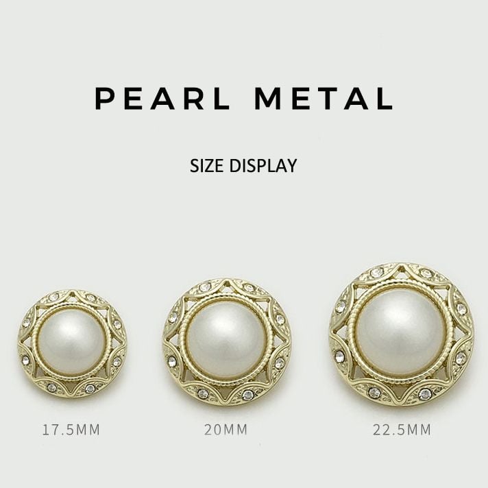 Hollow Out Pearl Rhinestone Round Metal Buttons