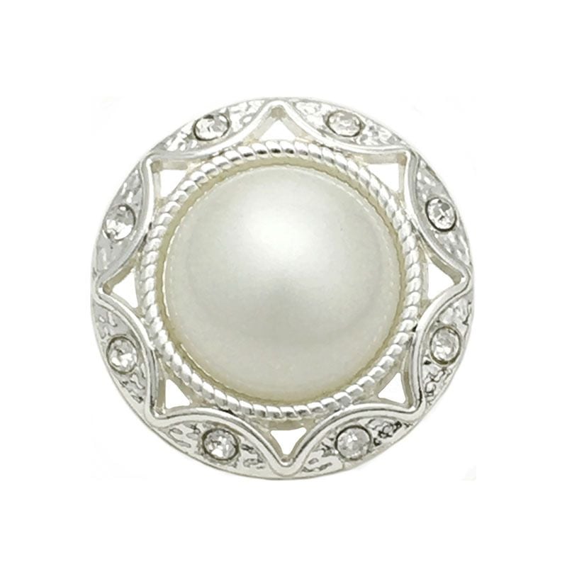 Hollow Out Pearl Rhinestone Round Metal Buttons