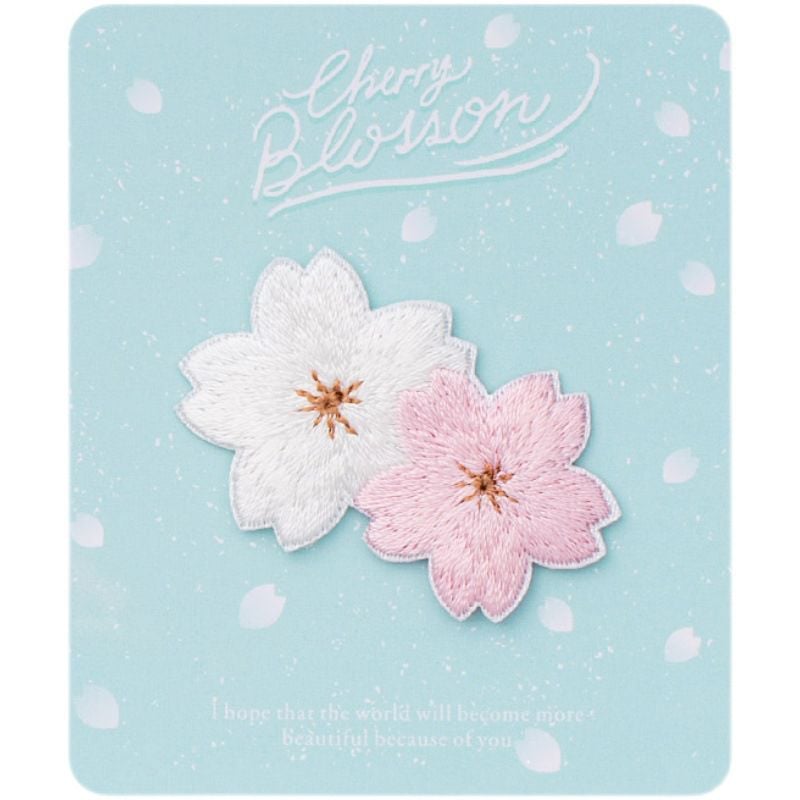 Ins Japanese Cherry Blossom Self Adhesive Embroidered Patches for Phone Case and Clothes Decoration
