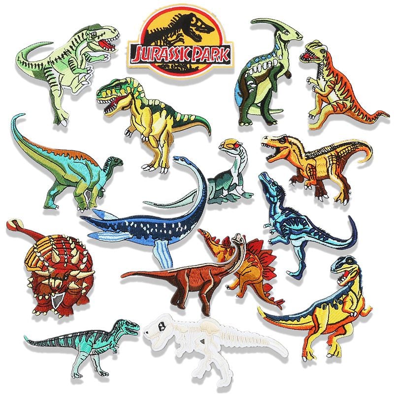 Jurassic Dinosaur Cartoon Embroidery Iron On Sew On Patches