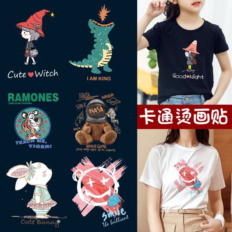 Large Cartoon Heat Transfer Patches for Kids and Adult Garment Decoration