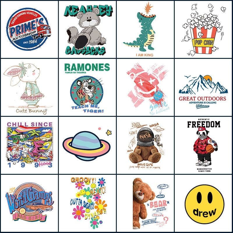 Large Cartoon Heat Transfer Patches for Kids and Adult Garment Decoration