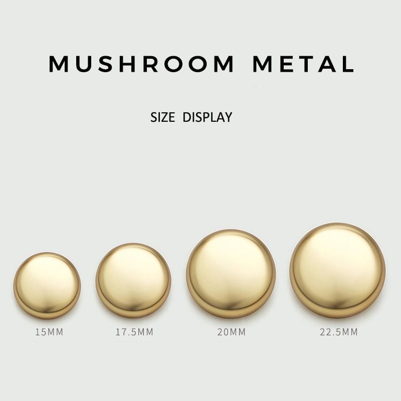 Minimalist Matte Mushroom Metal Buttons