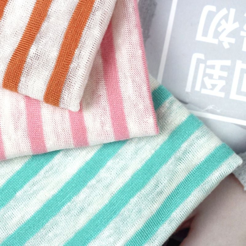Natural Linen Cotton Knitted Stripe Dyed Fabric For Spring Summer
