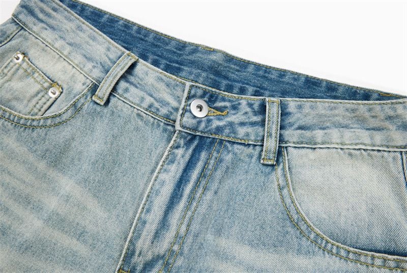 Men's American Vintage Washed Denim Cargo Shorts, Loose Casual Fit