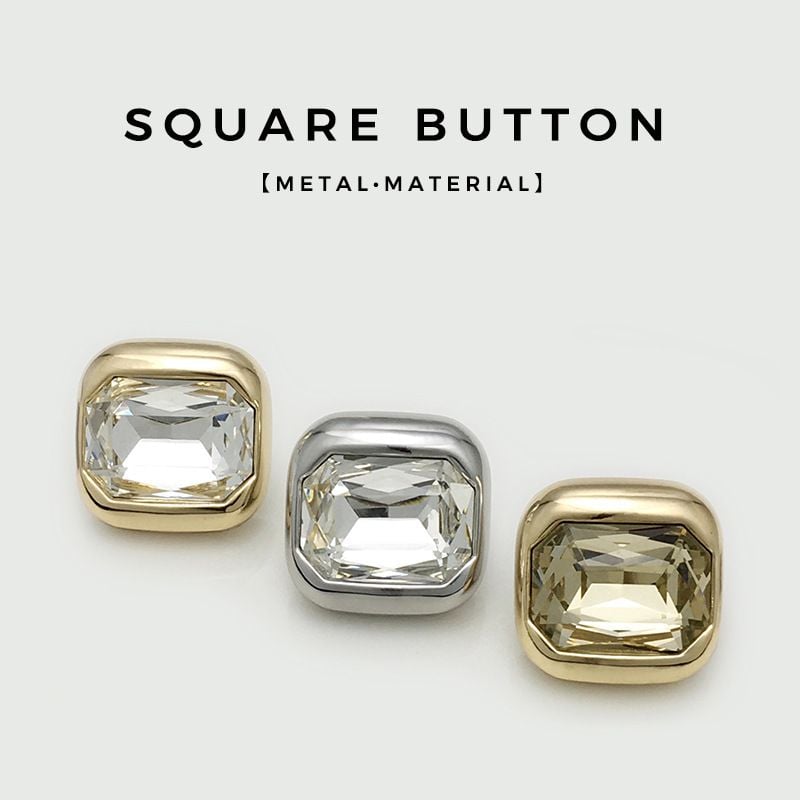 Premium Square Rhinestone Metal Buttons, Decorative Fasteners for Fur Coats