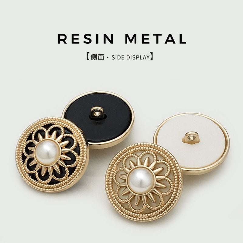 Elegant Round Pearl Flower Metal Buttons for Coats, Trench Coats, Blazers & Cardigans