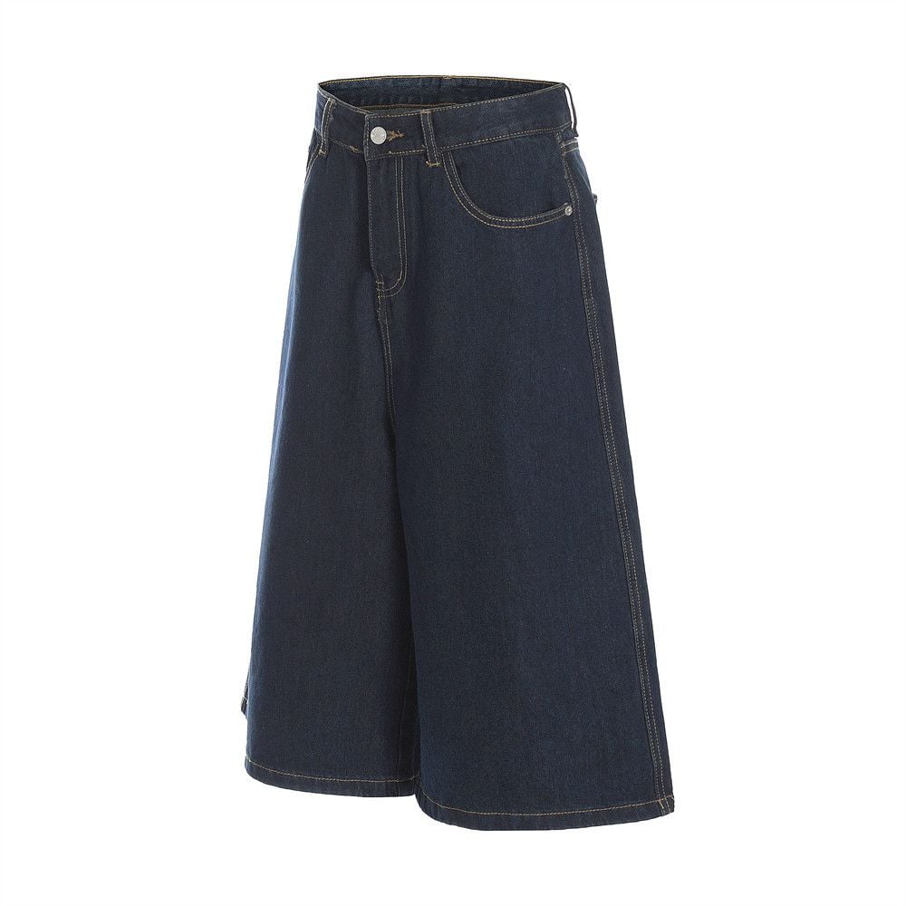 Men’s Summer Denim Mid‑Length Shorts, Firework & Letter Embroidery, Streetwear Brand Style, Washed Loose Casual Straight Wide‑Leg Jeans Shorts