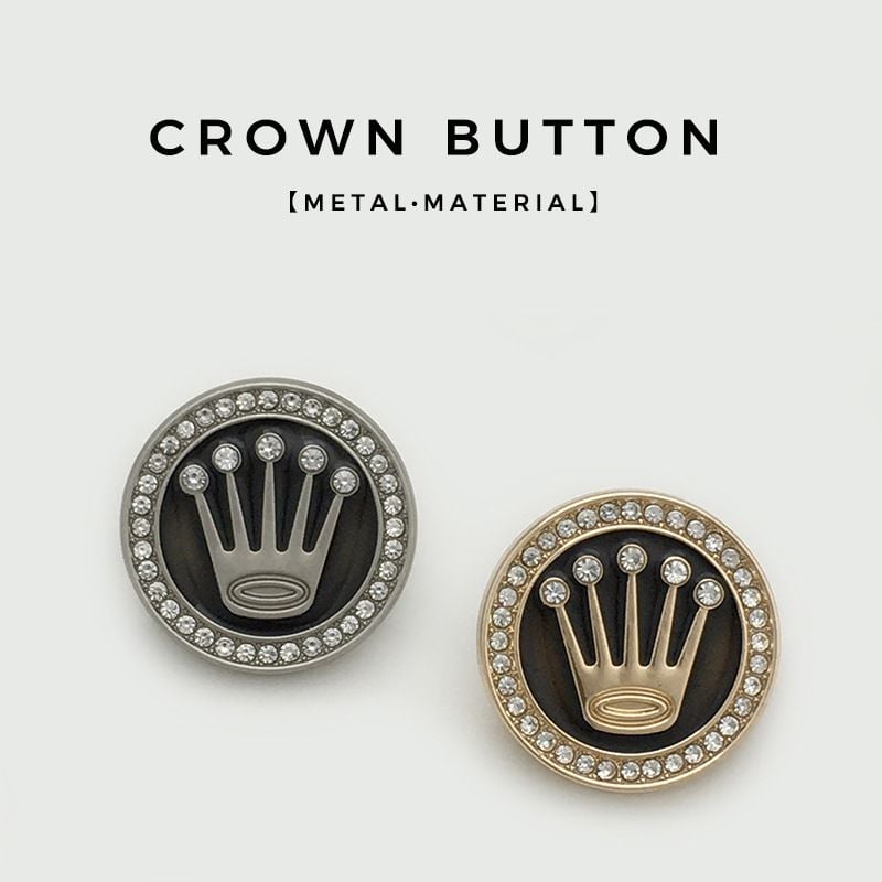 Premium Round Rhinestone Crown Buttons British Style Buttons for Suits