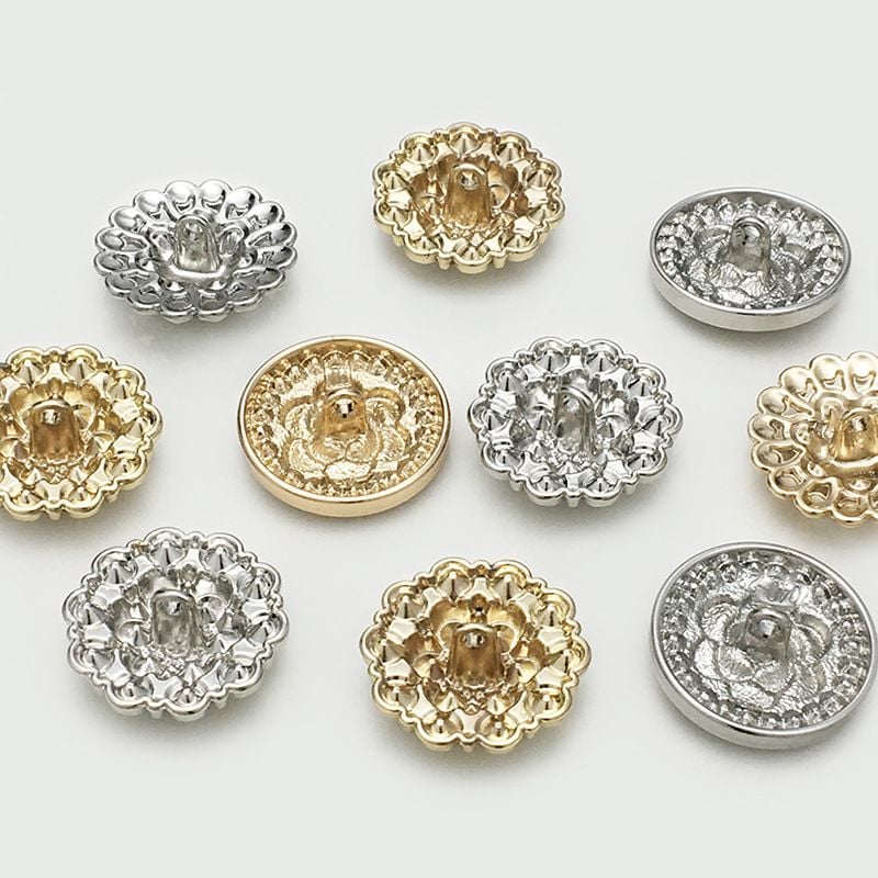 Rhinestone Inlaid Flower Round Buttons