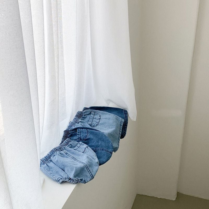 Summer Korean Denim Bloomer Shorts, Pocket Design Casual Shorts for Infant Boys Girls