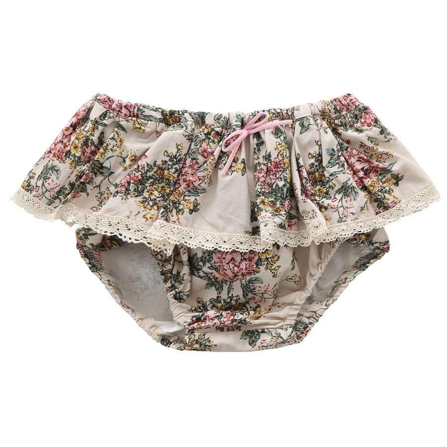 Korean Style Floral Overall for Baby Girls, Ruffle Sweet Princess Lace Strap Pants, Printed Jumpsuit for Kids