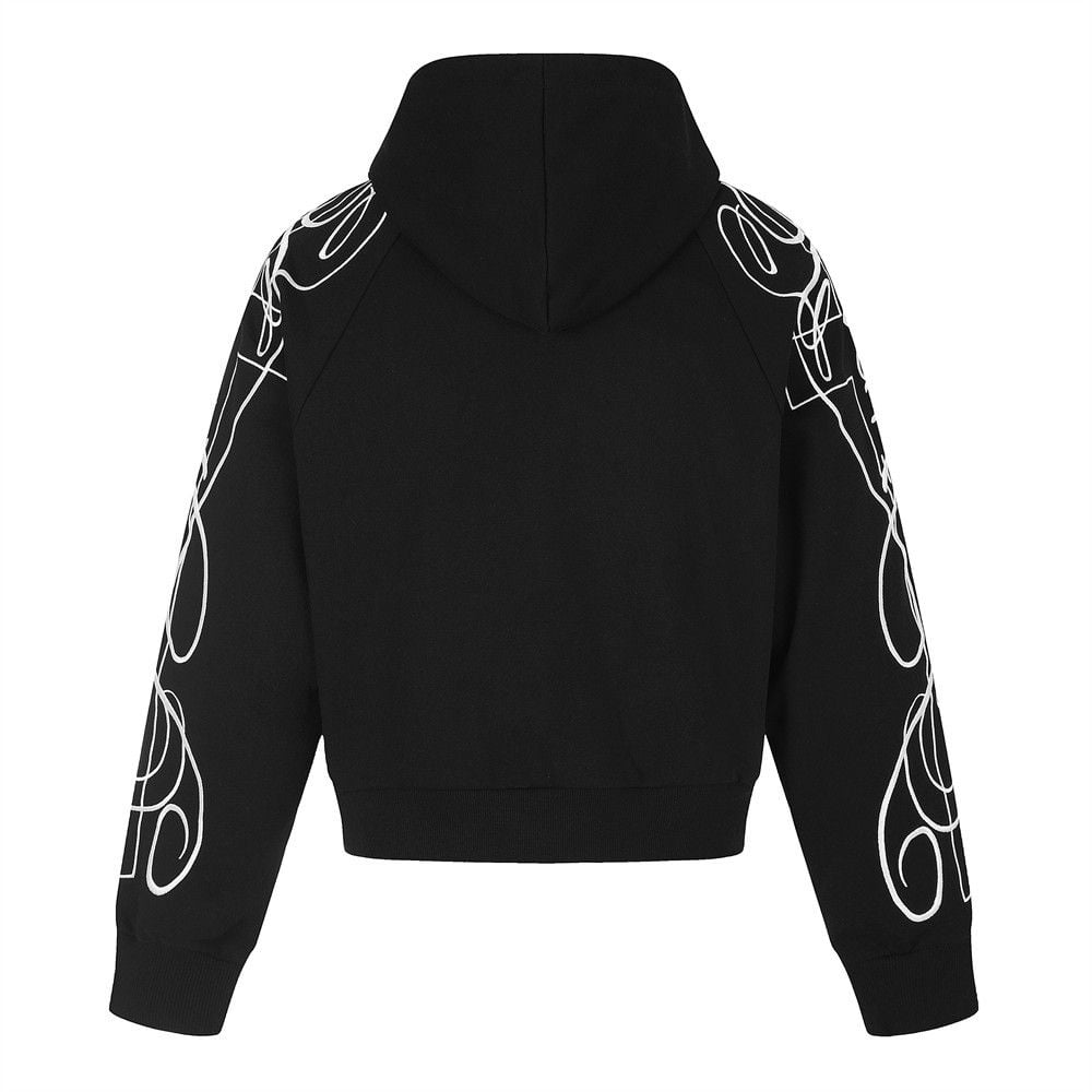 Men’s Zip‑Up Hoodie, High‑Street Streetwear Brand With Cursive Letter Embroidery, Stylish Design Casual Sweatshirt Jacket for Spring & Autumn