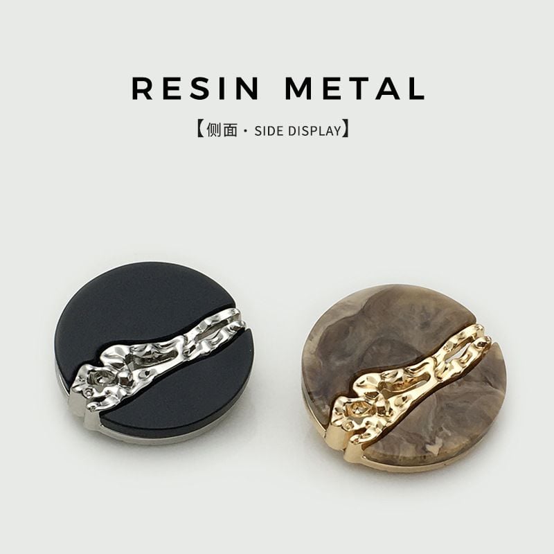 Versatile Fashion Irregular Resin & Metal Two-tone Buttons
