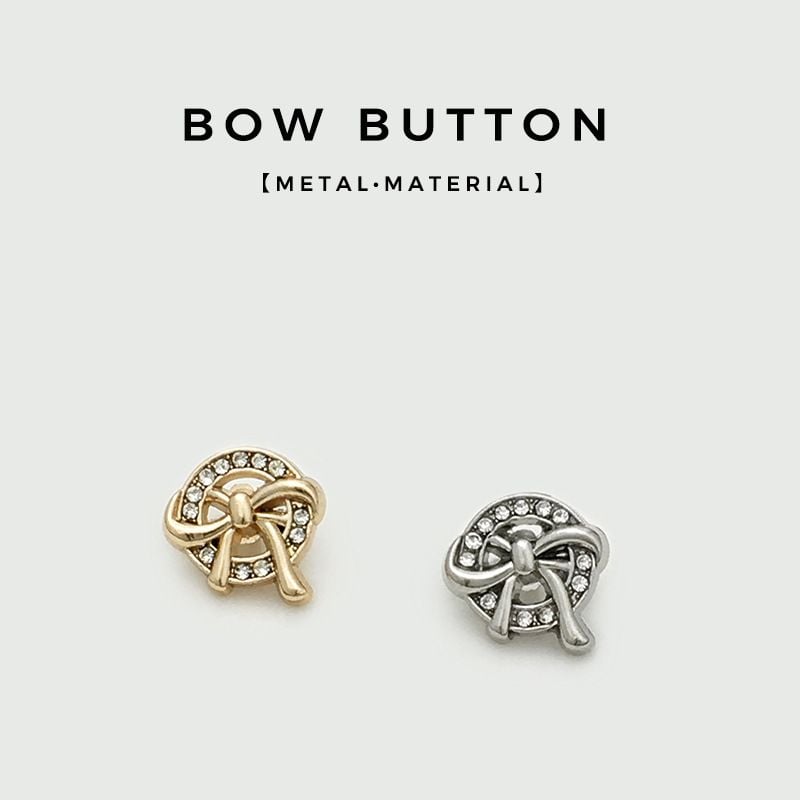 Sweet Rhinestone Inlaid Bowknot Metal Buttons